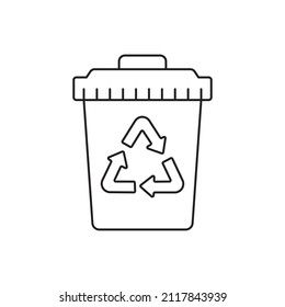 Icono de estilo de línea de icono de papelera de reciclaje, estilo aislado en fondo blanco