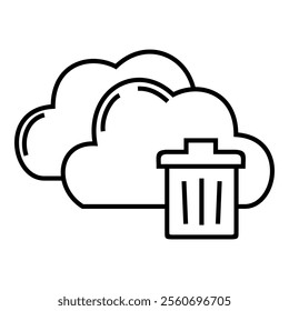 Recycle bin, trash on cloud computing system icon vector design symbol illustration, for data storage.