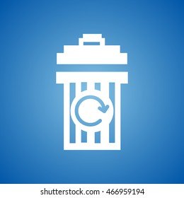 Recycle bin, Trashcan Icon on blue color. 