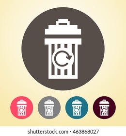 Recycle bin, Trashcan Icon in round shape.