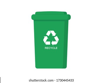Diseño vectorial de papelera de reciclaje. Reciclar ilustración vectorial de la papelera verde.  