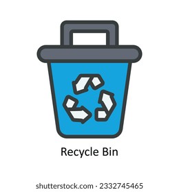 Recycle Bin  Vector Fill outline Icon Design illustration. Nature and ecology Symbol on White background EPS 10 File