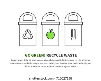 Recycle bin vector icon banner. Reuse or reduce symbol.