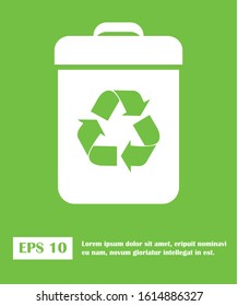 Recycle bin vector icon. green icon