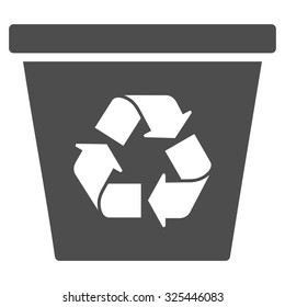 Recycle Bin vector icon. Style is flat symbol, gray color, rounded angles, white background.