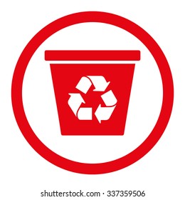 Recycle Bin vector icon. Style is flat rounded symbol, red color, rounded angles, white background.