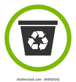 Recycle Bin vector icon. Style is bicolor flat rounded symbol, eco green and gray colors, rounded angles, white background.