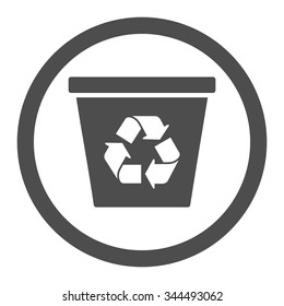 Recycle Bin vector icon. Style is flat rounded symbol, gray color, rounded angles, white background.