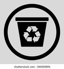 Recycle Bin vector icon. Style is flat rounded symbol, black color, rounded angles, light gray background.
