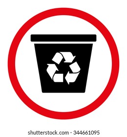 Recycle Bin vector icon. Style is bicolor flat rounded symbol, intensive red and black colors, rounded angles, white background.