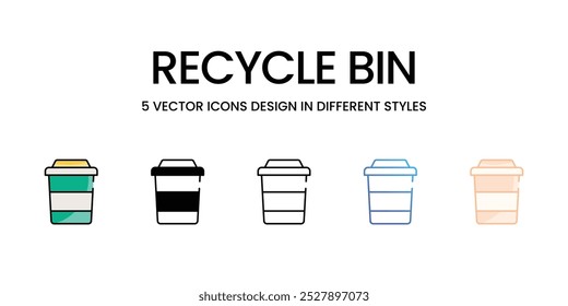 Conjunto de iconos vectoriales de papelera de reciclaje