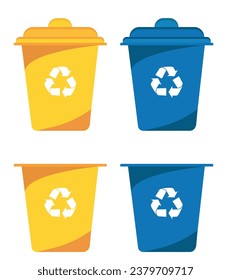 Recycle bin vector illustration. Colorful recycle bin