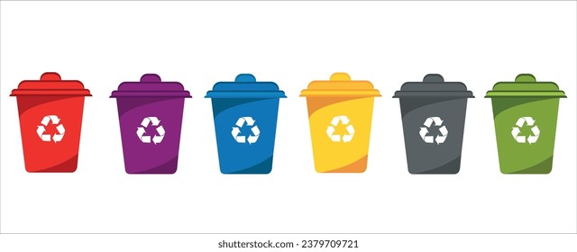 Recycle bin vector illustration. Colorful recycle bin