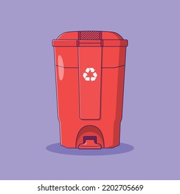 Recycle Bin Vector Illustration. Trash Can. Garbage Can. Flat Cartoon Style Suitable for Web Landing Page, Banner, Flyer, Sticker, Card, Background, T-Shirt, Clip-art