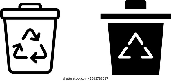 "Recycle Bin Vector Line Icon Set – Waste Management and Sustainability Symbols"