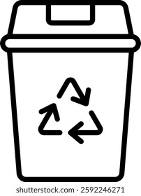 Recycle Bin Vector for Waste Management. Trash sorting illustration, eco recycling icon, sustainability waste disposal concept. Outline icon