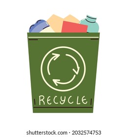 papelera de reciclaje con icono de desperdicio aislado