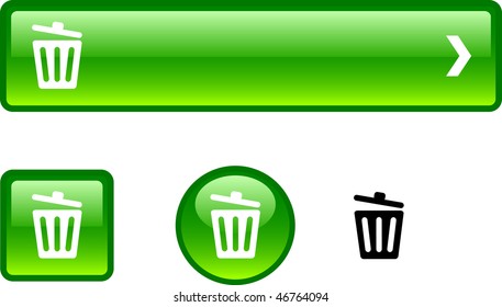 Recycle bin web buttons. Vector illustration.