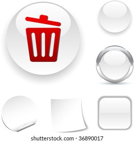 Recycle bin.  white icon. Vector illustration.