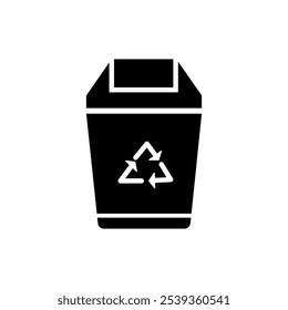 Papelera de reciclaje. Silueta negra. Vector simple ilustración gráfica plana.