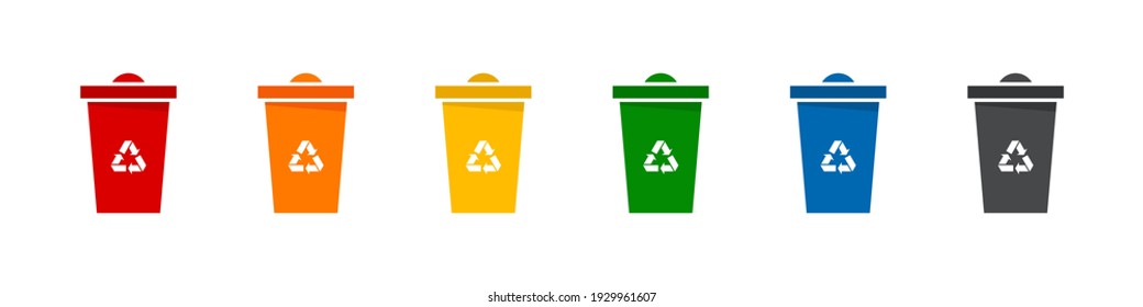 Recycle bins. Garbage bins. Trash bin icons. Separation recycle bins collection. Vector illustration