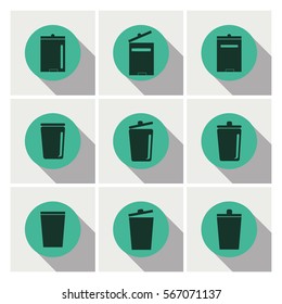 recycle bins icons set