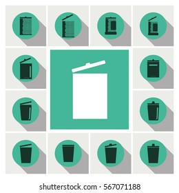 recycle bins icons set