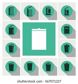 recycle bins icons set