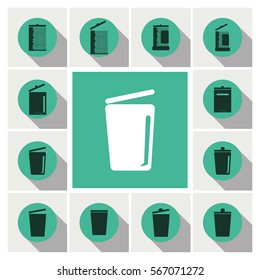 recycle bins icons set