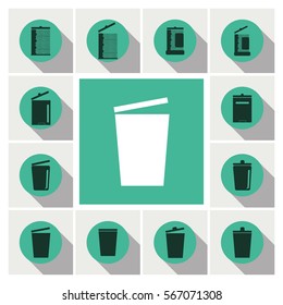 recycle bins icons set