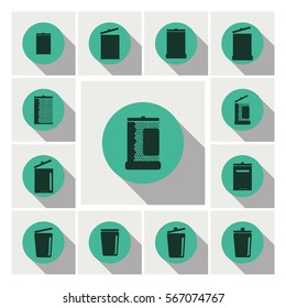 recycle bins icons set