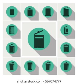 recycle bins icons set