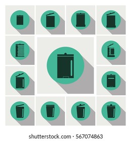 recycle bins icons set