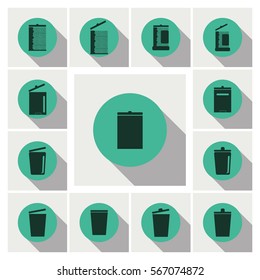 recycle bins icons set