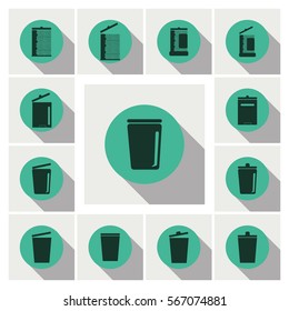 recycle bins icons set