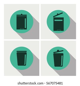 recycle bins icons set