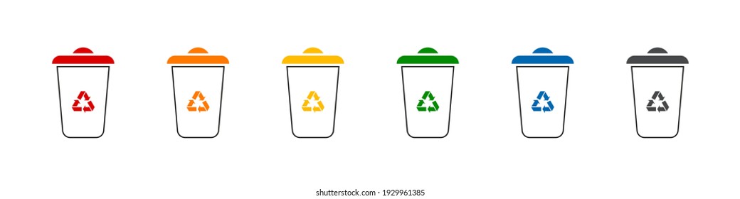 Recycle bins icons. Vector recycle garbage symbols. Trash bin icons. Separation recycle bins collection. Vector illustration