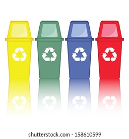 Recycle bins on isolated white background