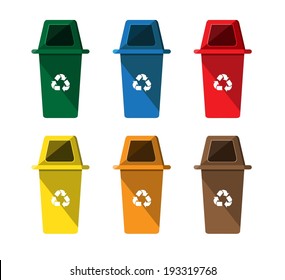 Recycle bins on isolated white background 