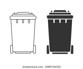 Recycle bins, outline and flat style, vector eps10 illustration