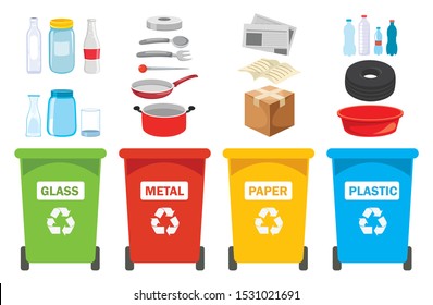 Recycle Bins For Plastic, Metal, Paper And Glass