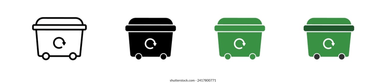 Recycle bins set. Recycle garbage symbols. Separation recycle bins collection. Trash junk icons in vector flat style