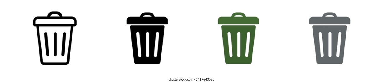 Recycle bins set. Recycle garbage symbols. Separation recycle bins collection. Trash junk icons in vector design flat style