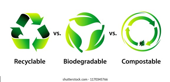 recycle, biodegradable, and compostable concept or reduce reuse recycle concept. 