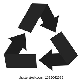 Recycle black icon vector isolated on white background.