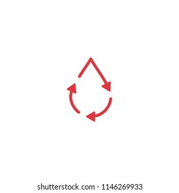 Recycle Blood Drop Donor Circulation Logo Icon Vector Line Outline Monoline