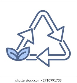 Ilustración vectorial de icono azul de reciclaje