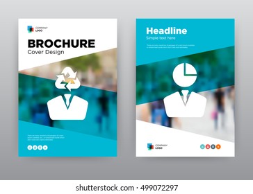 Recycle Blue Statistics Employee Minimalist Trend Business Corporate Social Life annual report brochure flyer design template stock vector, Leaflet abstract flat background, layout A4 size, EPS, 2016