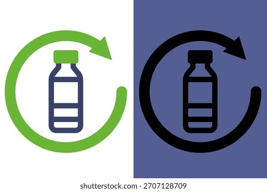 Icono de botella de reciclaje Embalaje ecológico circular y sostenibilidad