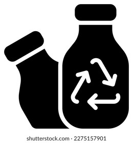recycle bottle icon with glyph style and 64 px base. Suitable for website design, logo, app, ui and etc. svg